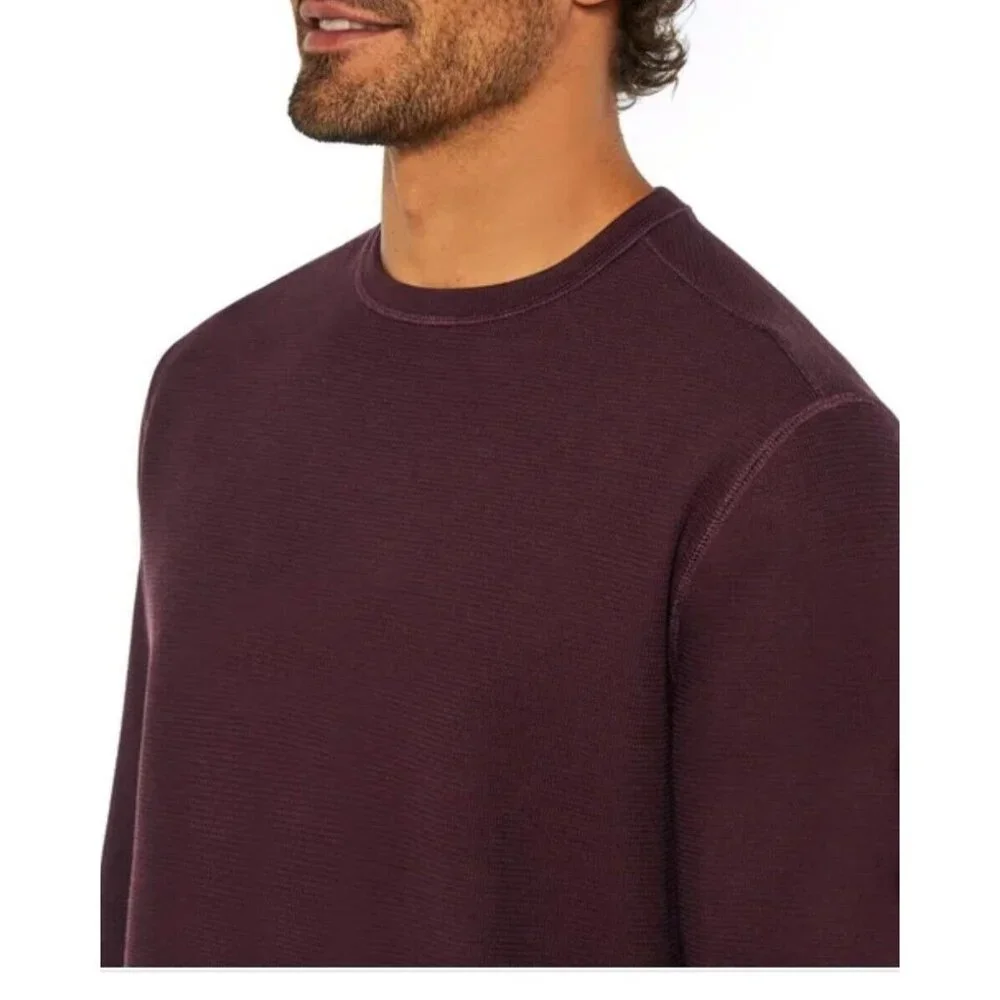 Banana Republic Men's L Waffle Top Crew Sweatshirt Textured Double Knit Shirt